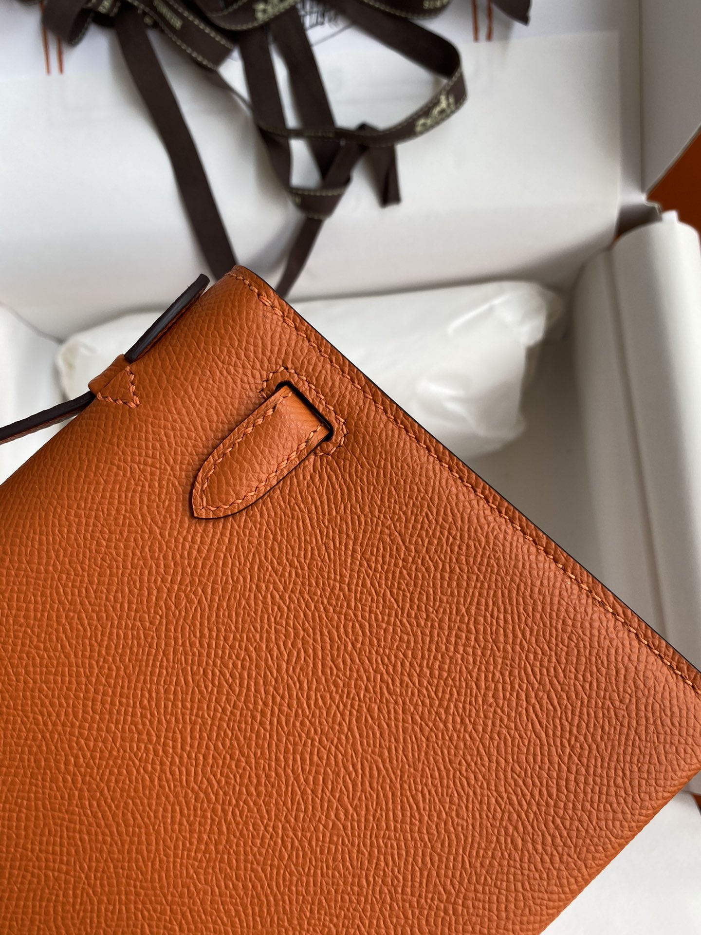 Hermes Mini Kelly Pochette 22cm Bag In Orange Epsom Leather